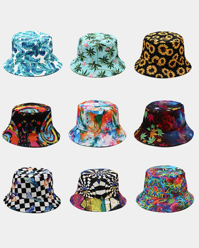 Unisex Bucket Hat Women Men Summer Hat Cartoon Print Sunscreen Sun Hat Panama Caps Fisherman Cap Outdoor Sunshade Cap Hat