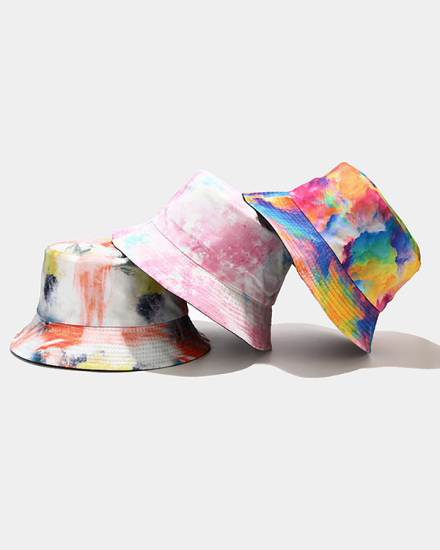Summer Fisherman Hat Reversible Harajuku Bucket Hats For Women Men Street Hip Hop Cap Rainbow Tie Dye Printed Fishing Hat