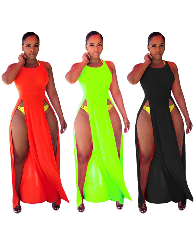 High Cut Women Long Beach Dress S-3XL