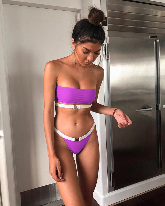 Purple strapless sexy swimwear