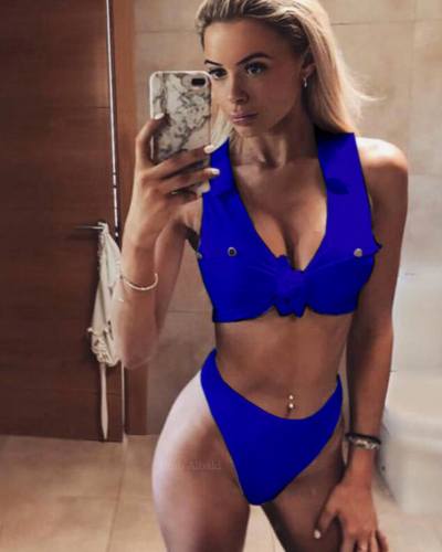 2019 Sporty women sexy swimwear blue