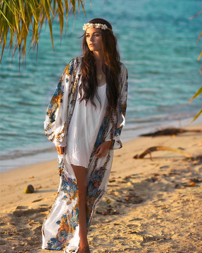 Feather Print Print Beach Cover Up