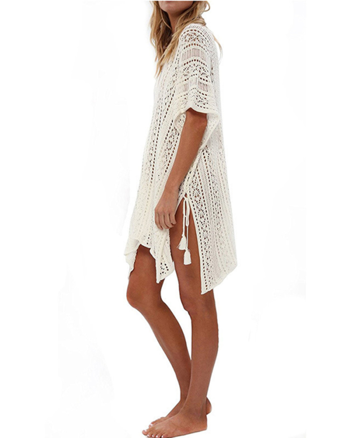 Solid Color Knitting Beach Dress
