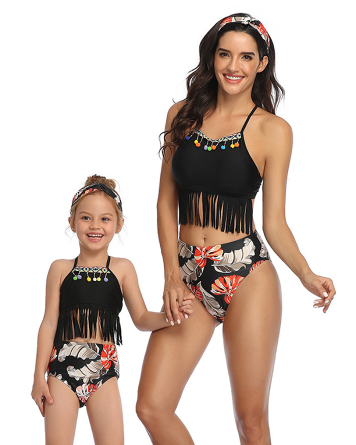 Wholesale Solid Color New Baby Swimsuit Split Bikini With Fringe