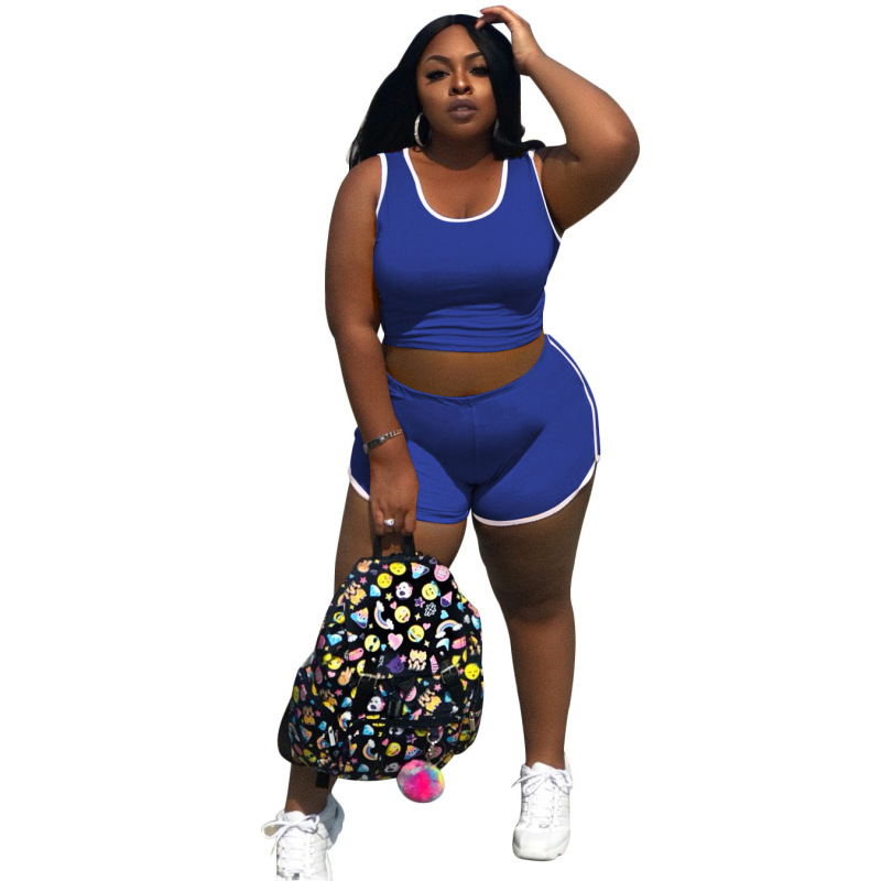 Women Street Style Sporty Two Piece Set Black Pink Orange Blue Red XL-4XL