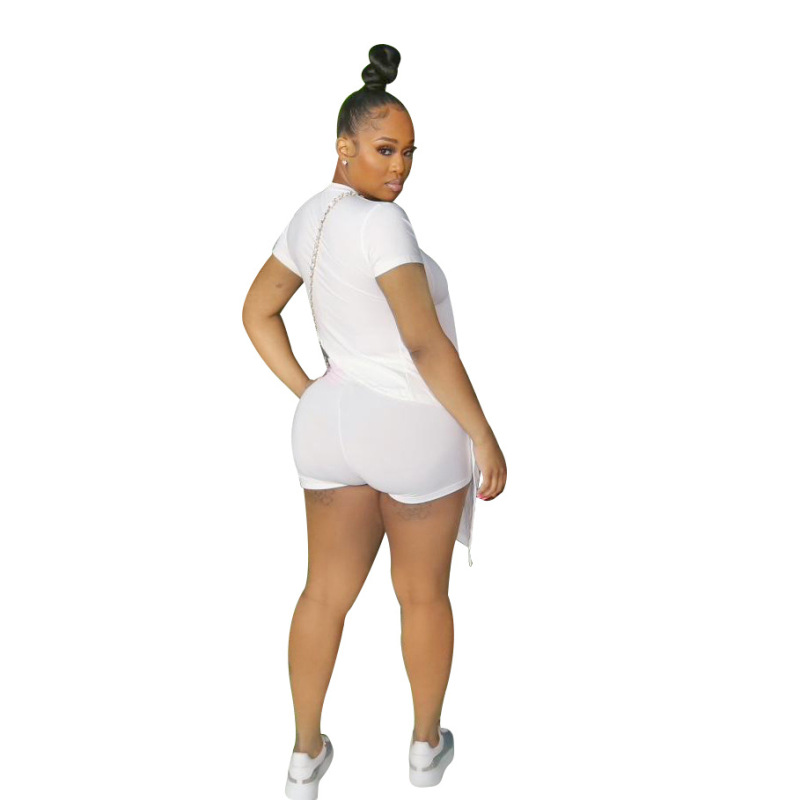 Women Casual Street Style Two Piece Set Black White XL-4XL