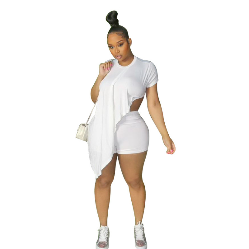 Women Casual Street Style Two Piece Set Black White XL-4XL
