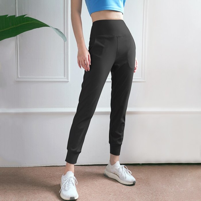2021 Women Sports Running Pant Cozy High Waist Yoga Pants Female Breathable Elasticized Leggings Girl Gym Clothing Pure Colour