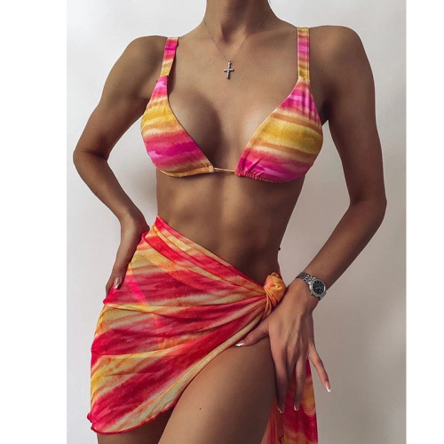 Printed Hottest Wholesale Women Three Piece Swimsuit Swimwear S-L