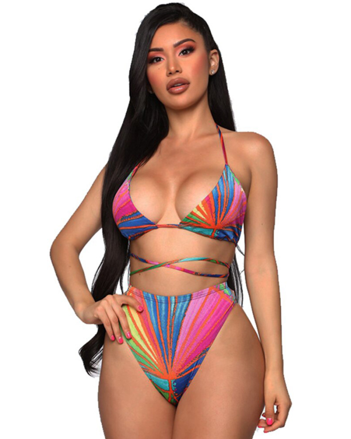 2021 New Sexy Print Bikini Set And Cover Up Women Swimsuit Brazilian Swimwear Female Bathing Suits Summer Beach Wear Biquini XL