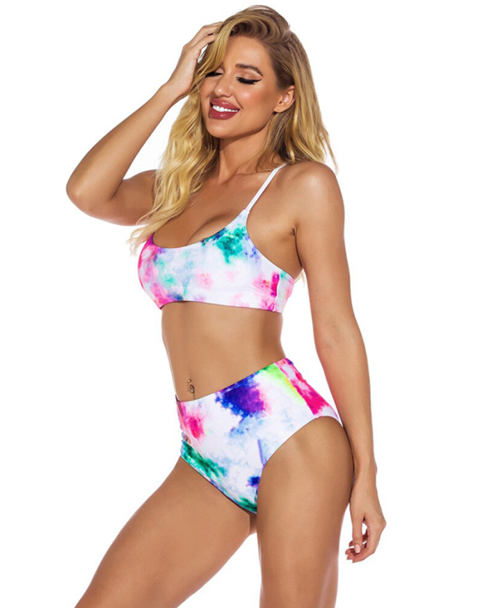 2021 Sexy High Waist Bikini Women Swimwear Push Up Swimsuit Tie Dye Bathing Suit Two Piece Biquinis Summer Beach Wear Female