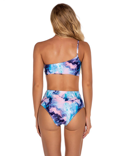 Sexy Tie Dye Bikinis Women 2021 New One Shoulder Swimwear High Waist Swimsuit Bandage Bathing Suits Beach Wear Biquini Female