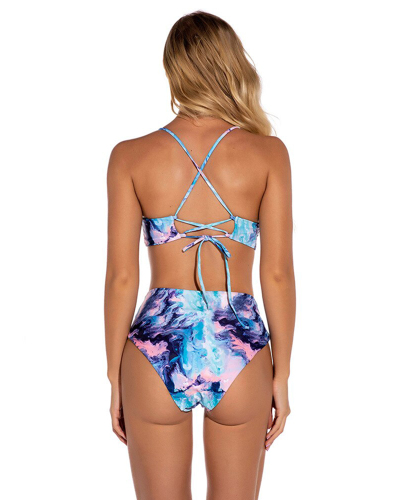 High Waist Bikini Women's Swimwear 2021 Bathing Suit Woman Swimsuits Sexy Tie Dye High Cut Swimsuit for Women Lace Up Biquini