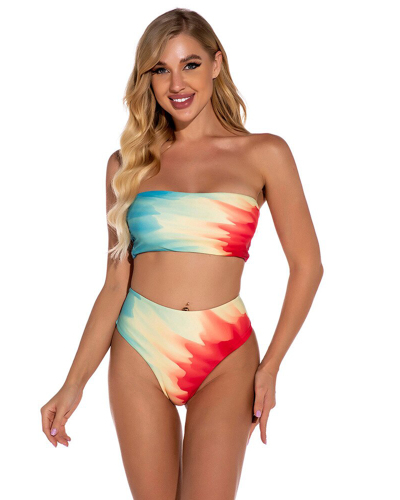 Fashion Bikini Set Women Swimwear Push Up Swimsuit Top Solid Bottom Print Brazilian Biquini Bathing Suit Swim Wear Beach