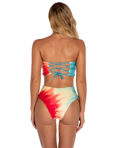 Fashion Bikini Set Women Swimwear Push Up Swimsuit Top Solid Bottom Print Brazilian Biquini Bathing Suit Swim Wear Beach