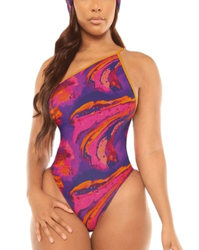 Sexy Print Off Shoulder One Piece Swimwear