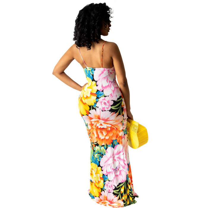 Mid-Waist Women Floral Printed Maxi Dress S-XXL