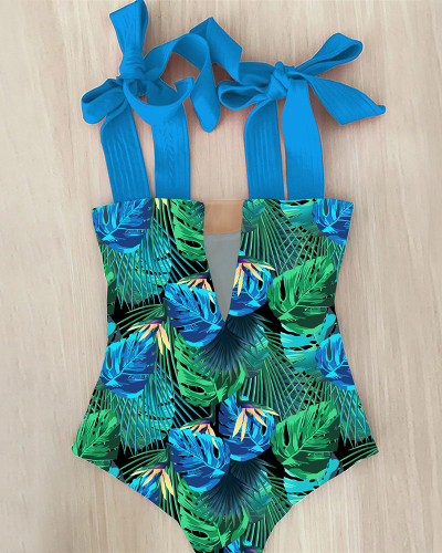 Knotted Pattern print One-piece Swimsuit