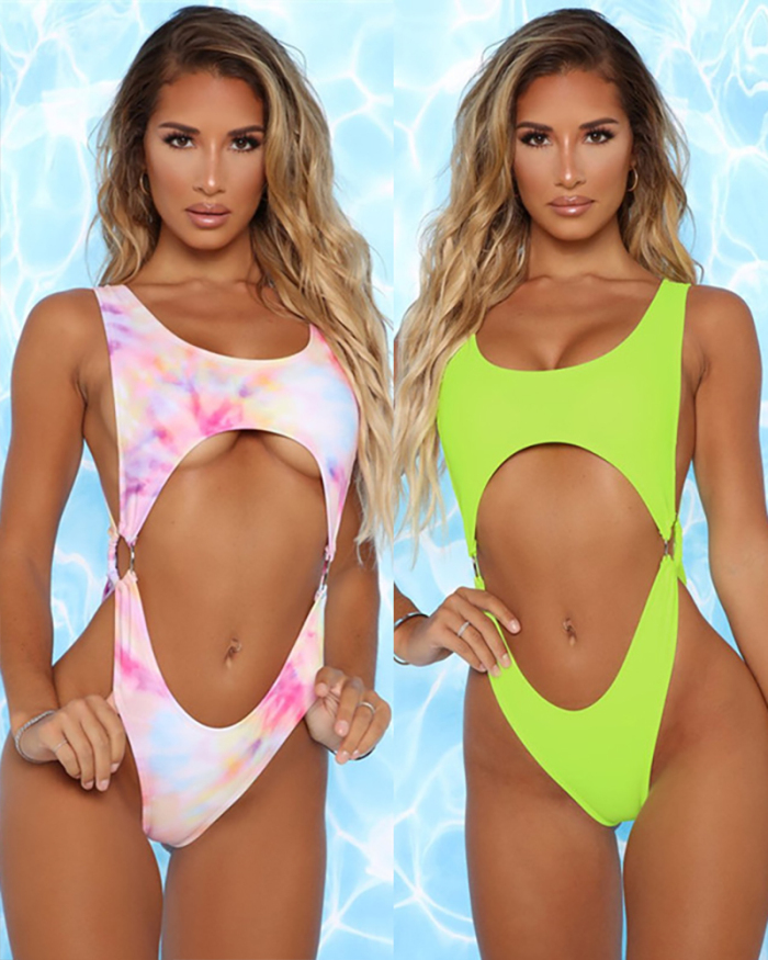 2021 New Sexy One Piece Swimsuit Women Hollow Out Swimwear Female Patchwork Bodysuit Push Up Monokini Bathing Suit Swimming Suit