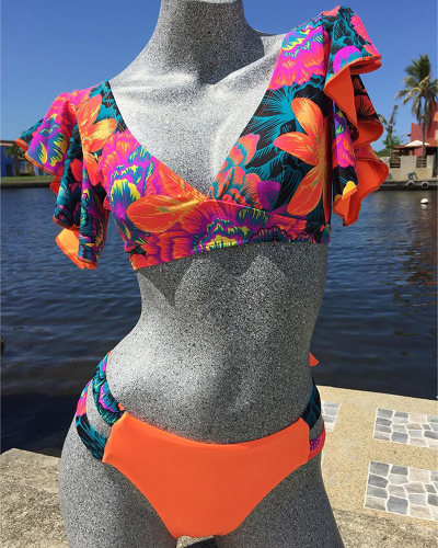 Deep V Flounce Bikini Two-piece Swimsuit Size S-XL