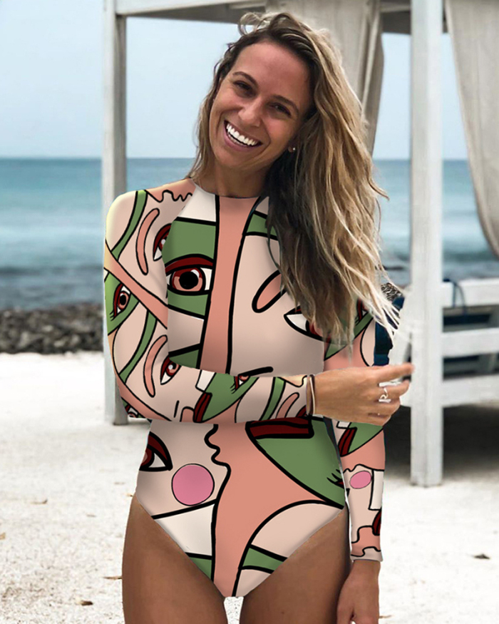 Summer Women Printed One-piece swimsuit S-XL