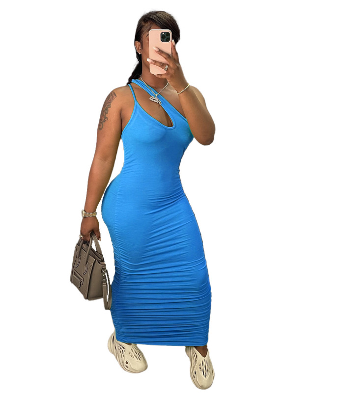 Female Long Women Solid Color Long Dress