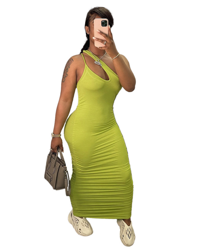 Female Long Women Solid Color Long Dress