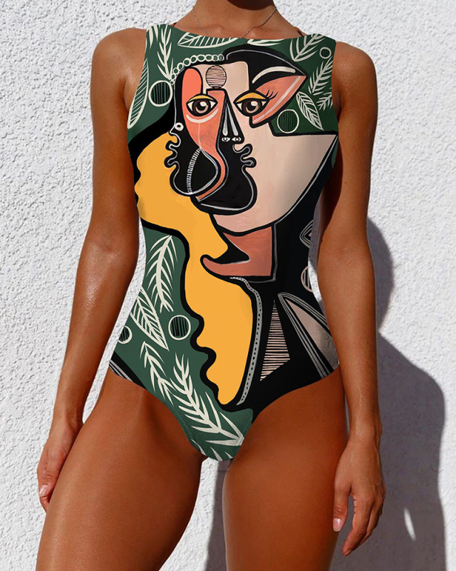 Floral Print Swimsuit Woman One-piece Swimsuit