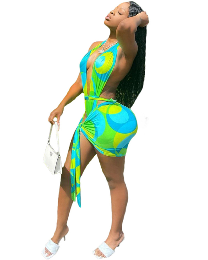 Printed Sexy Two Piece Swimsuit Without Pad