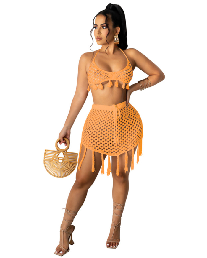 Lady Sexy Grid Hollow Out Two Piece Swimwear S-2XL