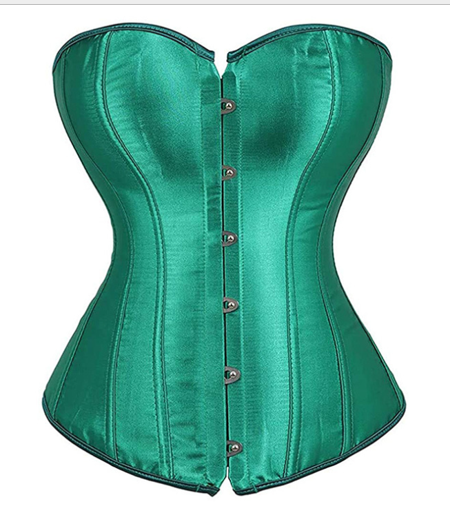 Ladies Classic Satin Bustier Corset Solid Glossy Hourglass Strapless Overbust Lace up Corset Top Waist Cincher Sexy Lingerie