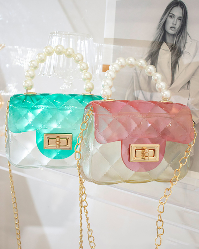 Lady PVC Transparent Colorblock Bags