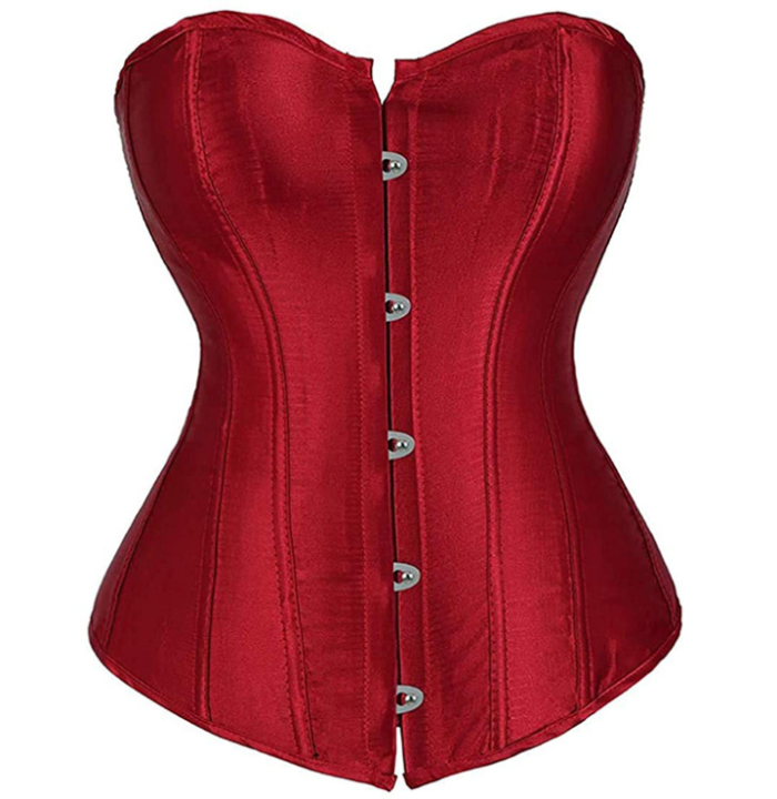 Ladies Classic Satin Bustier Corset Solid Glossy Hourglass Strapless Overbust Lace up Corset Top Waist Cincher Sexy Lingerie