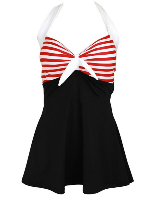 Lady Fashion Stripe One Piece Swimsuit S-XXXL