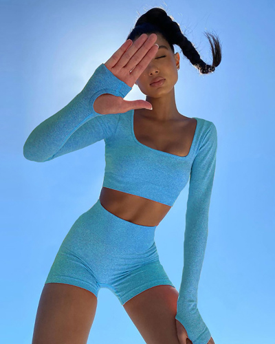 2021 Fashion Solid Color Shorts Sport Suit