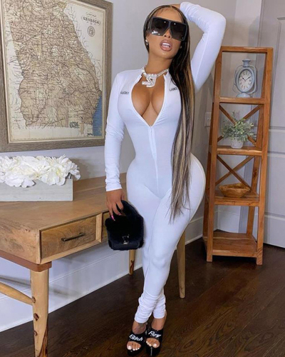 New Hot Long Sleeve Women Jumpsuit With Zip