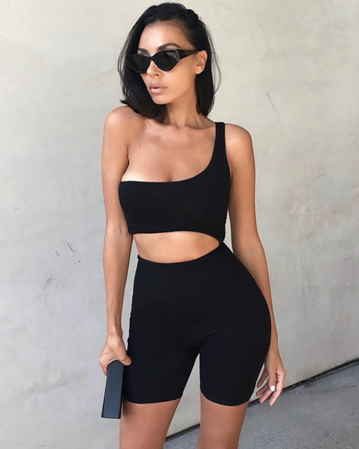 Solid Sexy buttock Lift Short Jumpsuit