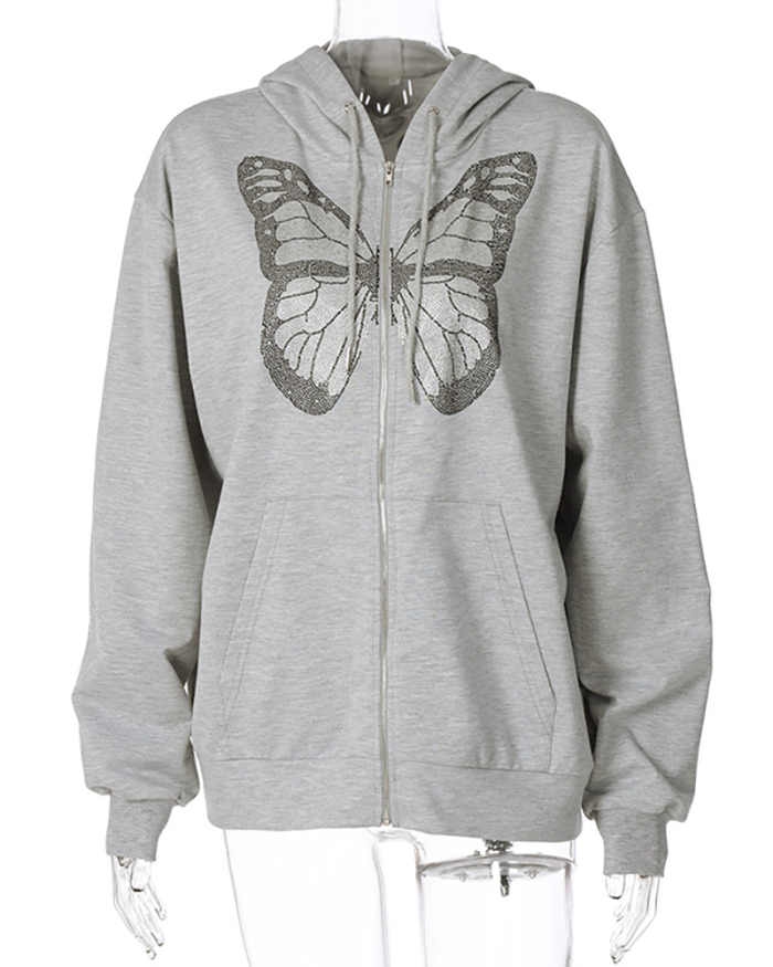 Butterfly Print Casual Hoodies