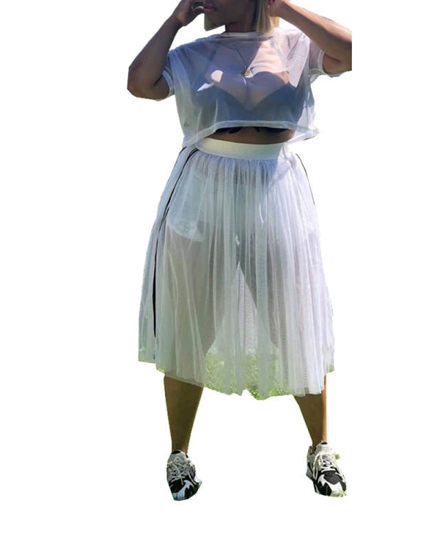 Lady Sexy Cute Gauze Bouffant Two-piece Skirt Set S-XL