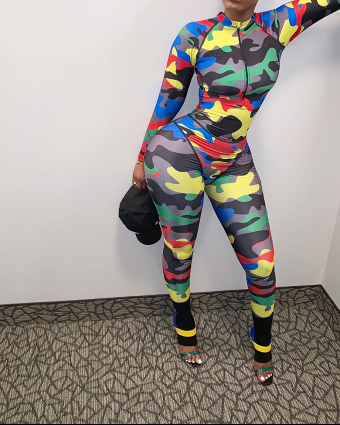 Lady Fashion Camouflage Jumpsuit S-XL