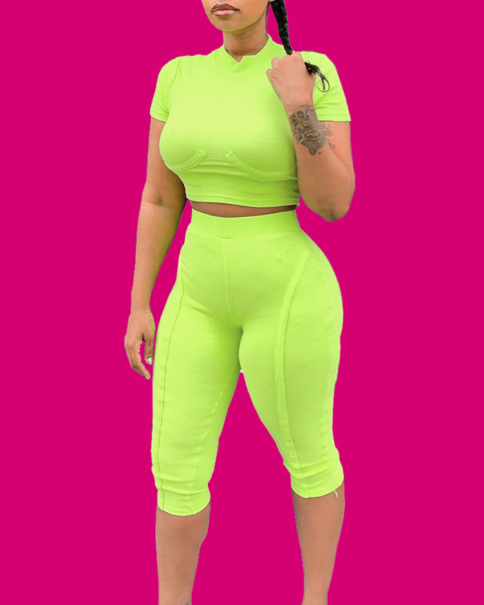 Lady Sexy Solid Color Two-piece Set S-XL