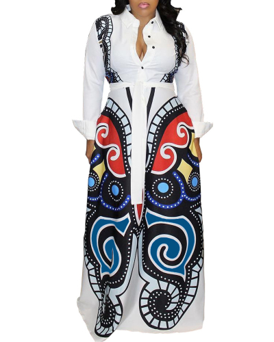 Lady Butterfly Print Expansion Skirt Multi Color S-XXXL