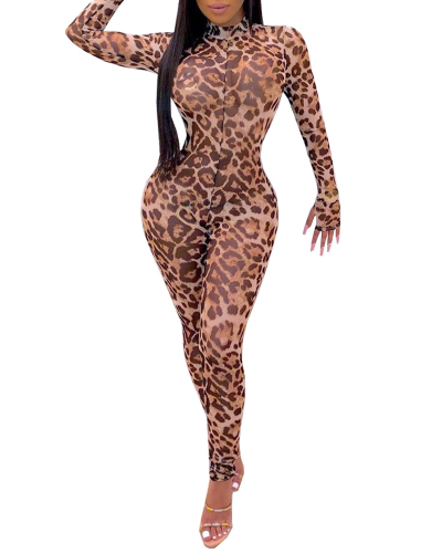 Lady Sexy Leopard Print Jumpsuit XS-XL
