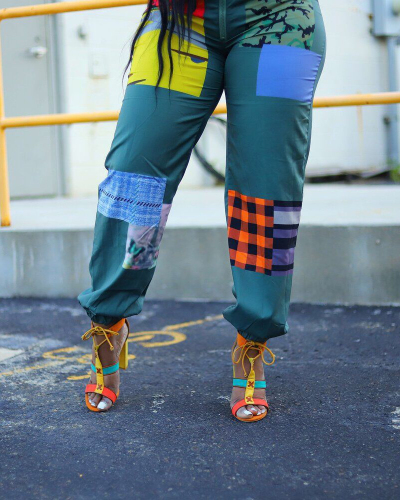 Lady Fashion Cute Colorblock Zipper Jumpsuit S-XXXXXL