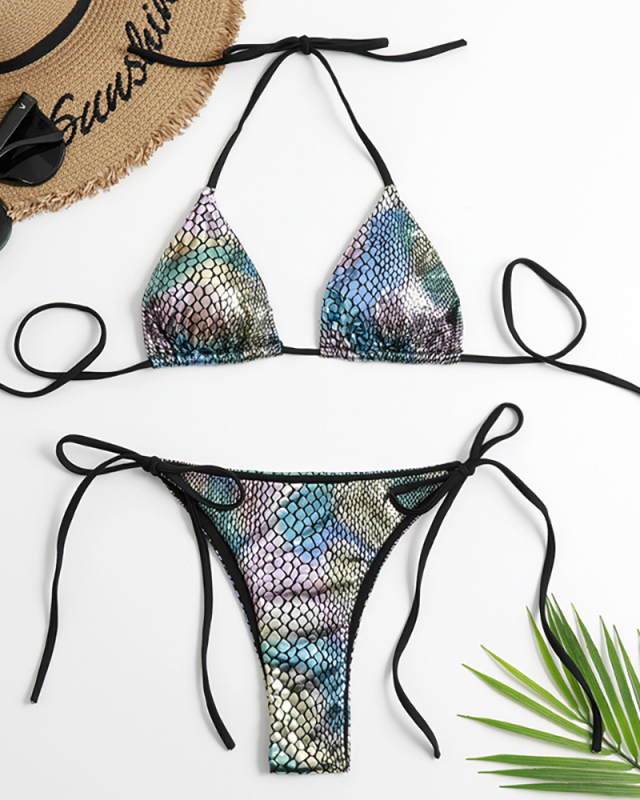 Lady Sexy Squama Tie Side String Two-piece Swimsuit S-L