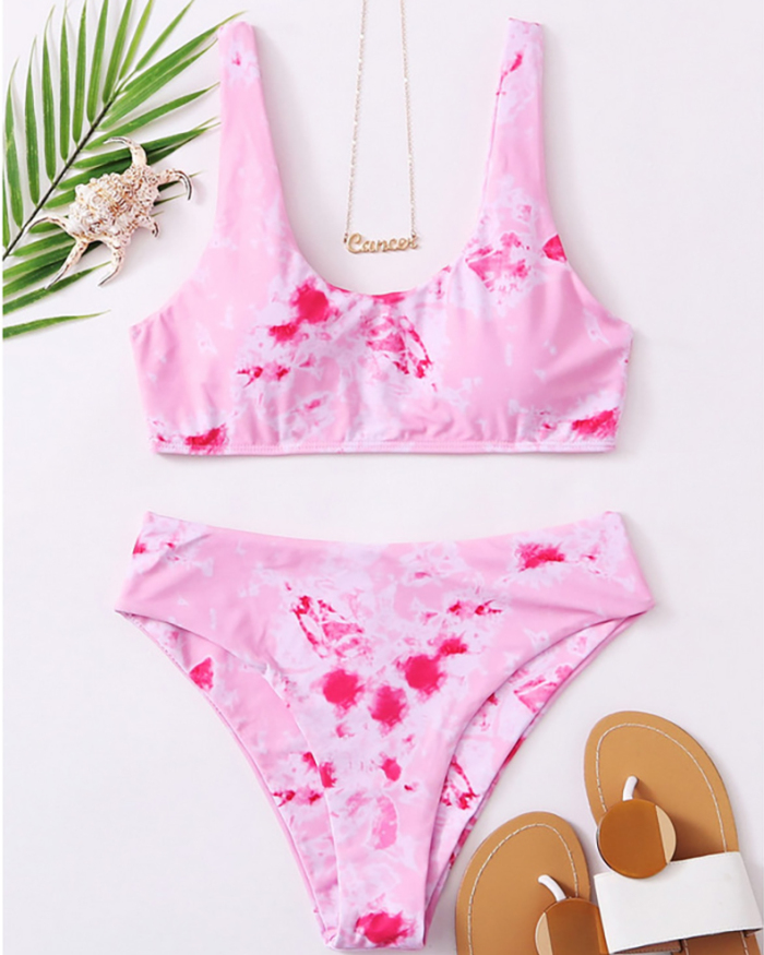 Lady Sexy Double-faced Tie Dye Two-piece Swimsuit S-L
