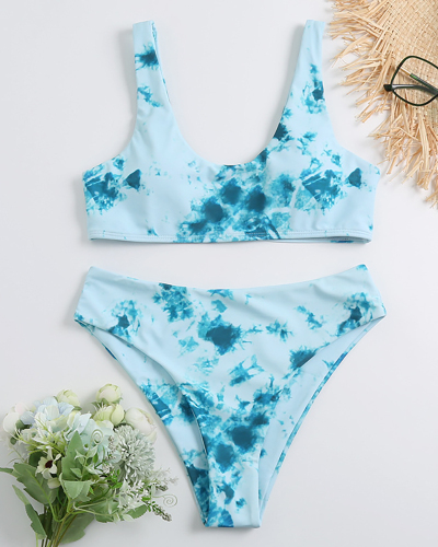 Lady Sexy Double-faced Tie Dye Two-piece Swimsuit S-L