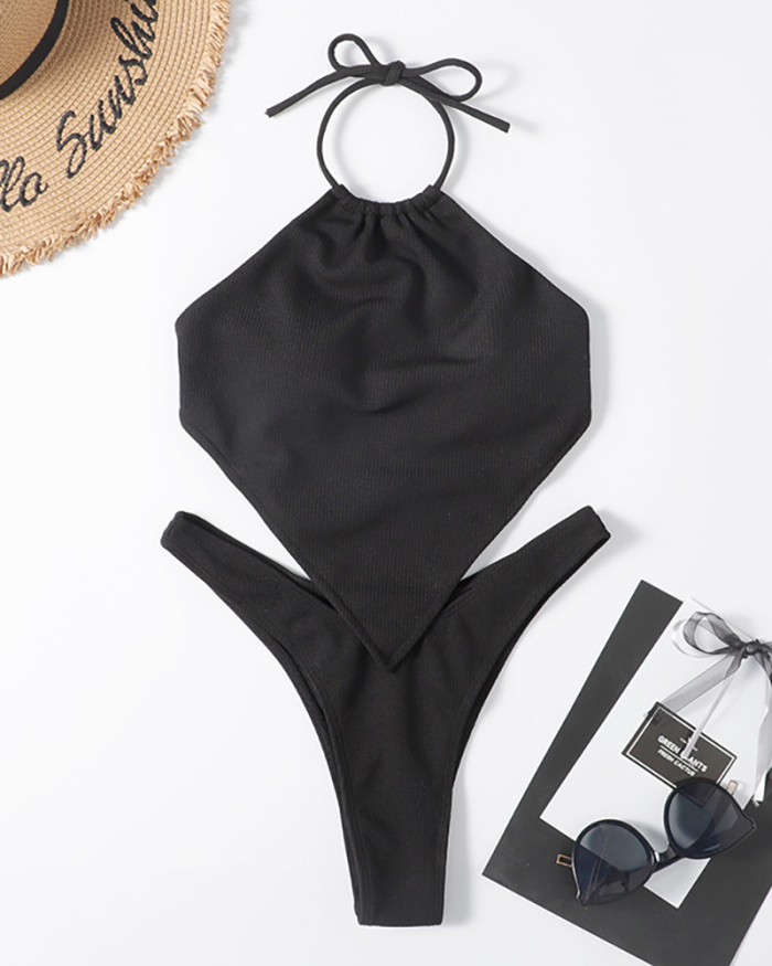Women Sexy Swimwear Solid Color Two-piece Swimsuit