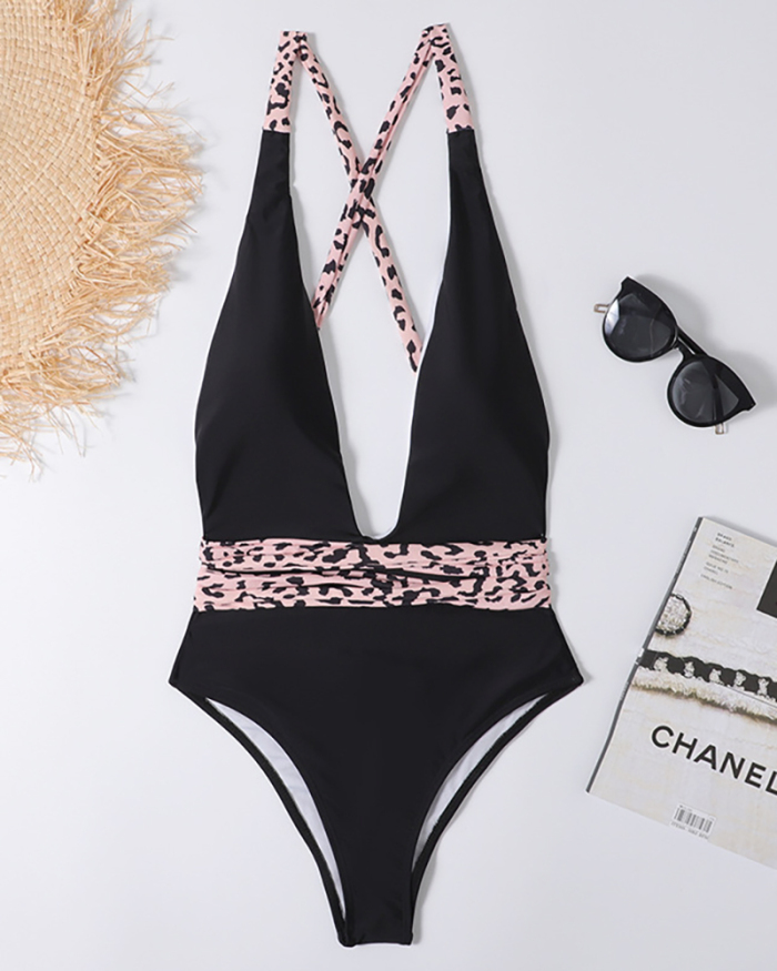 Sexy Swimwear Leopard Print Bikini One-piece Swimsuit