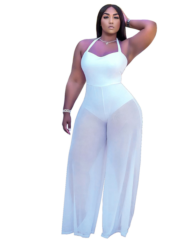 Loose Style Sexy See Through Women Jumpsuit S-XXL